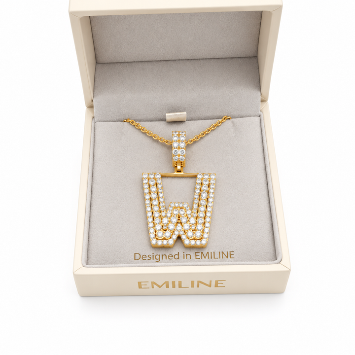 W Letter Diamond Pendant