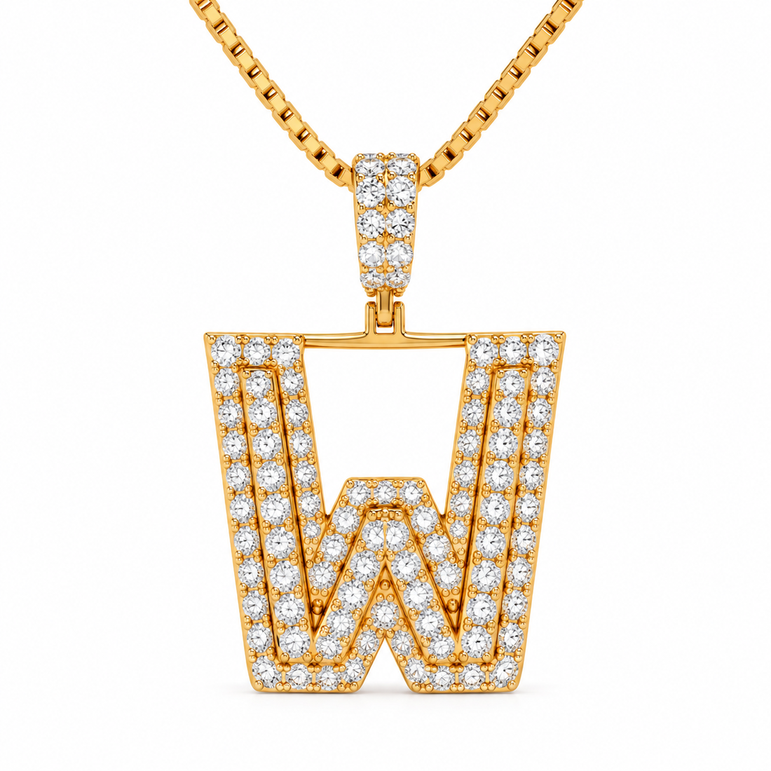 W Letter Diamond Pendant