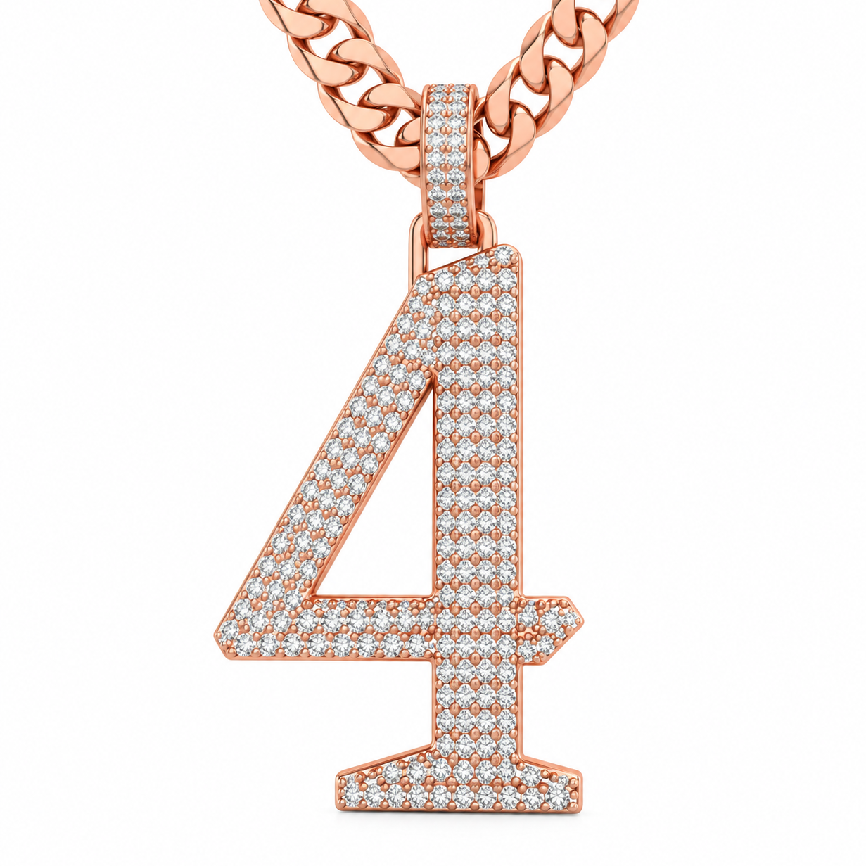 Custom "4" Number Diamond Pendant