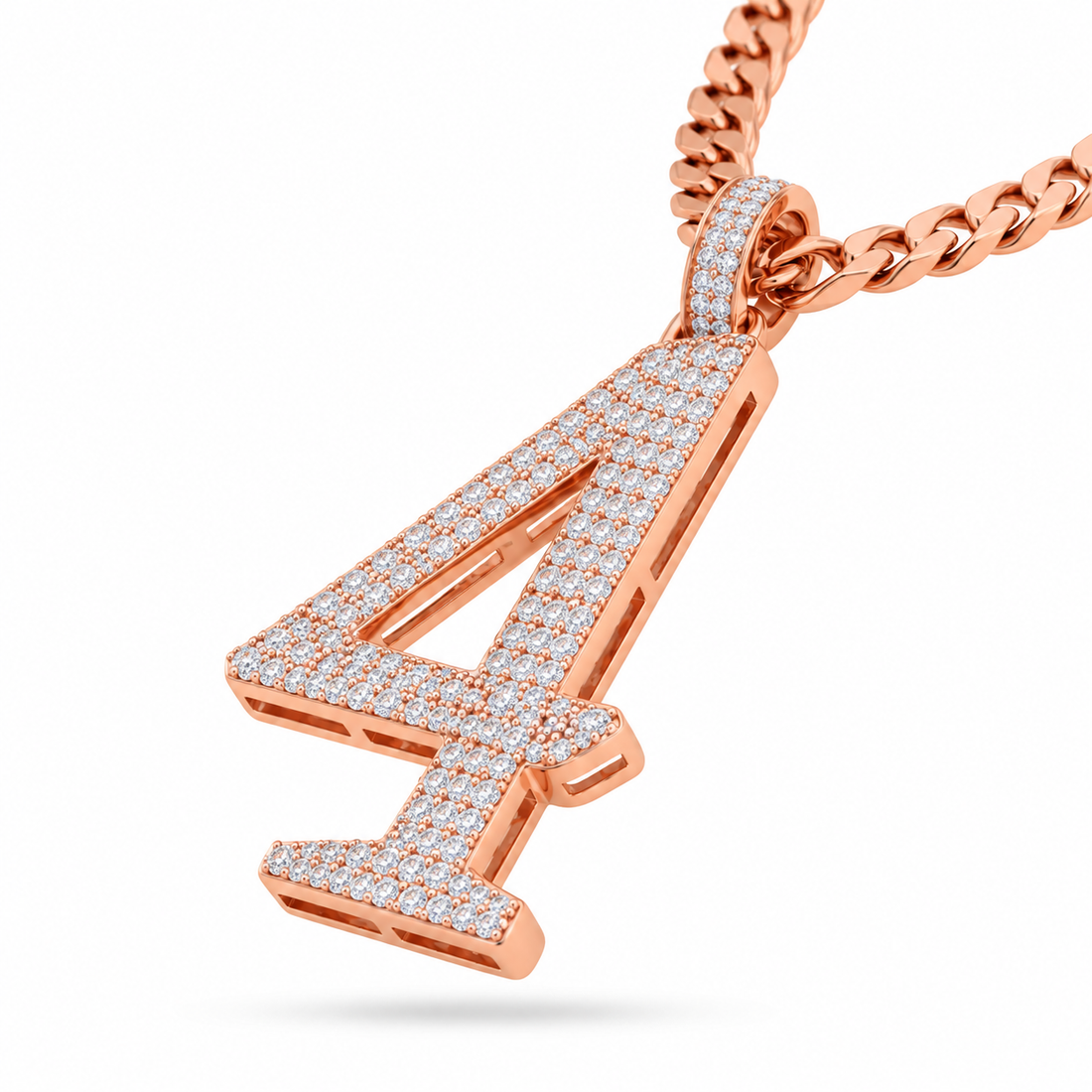 Custom "4" Number Diamond Pendant