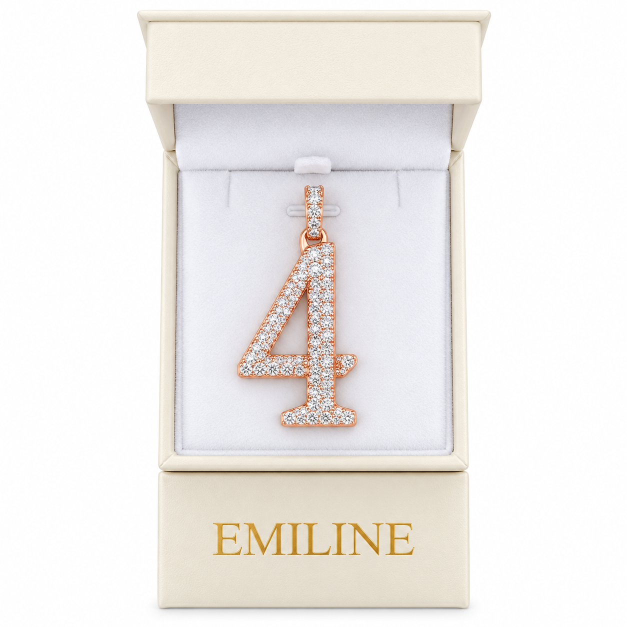 Custom "4" Number Diamond Pendant