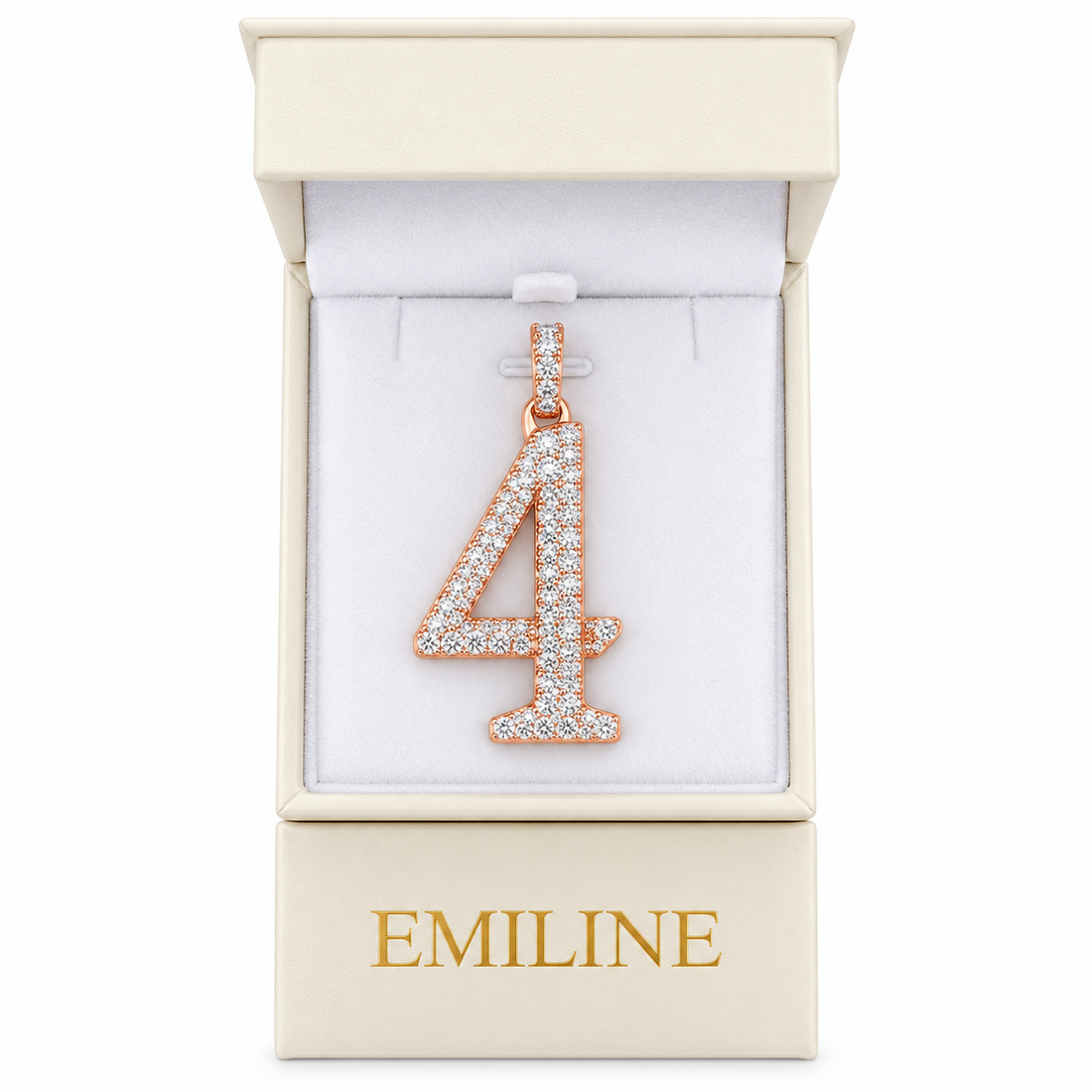 Custom "4" Number Diamond Pendant