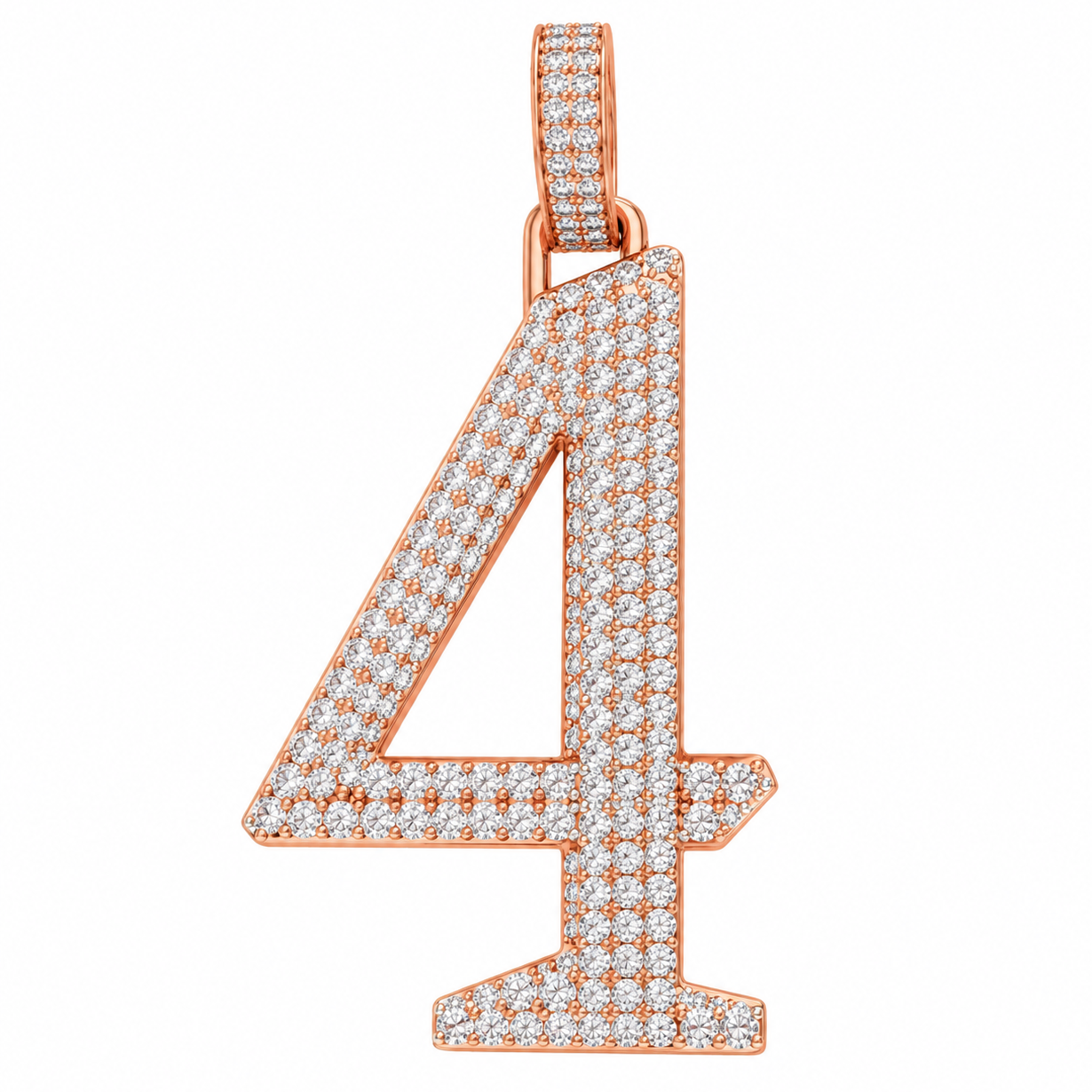 Custom "4" Number Diamond Pendant