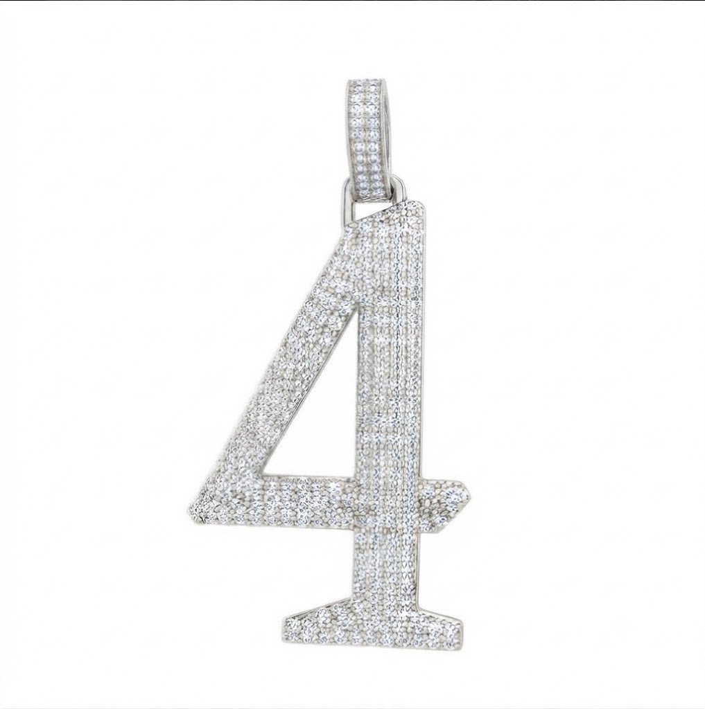Custom "4" Number Diamond Pendant