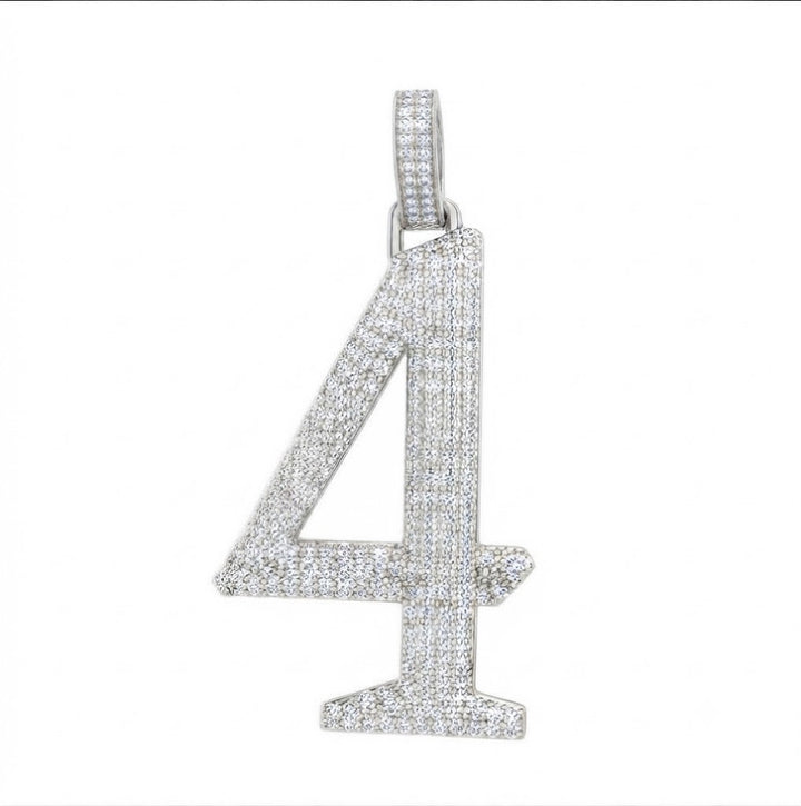 Custom "4" Number Diamond Pendant