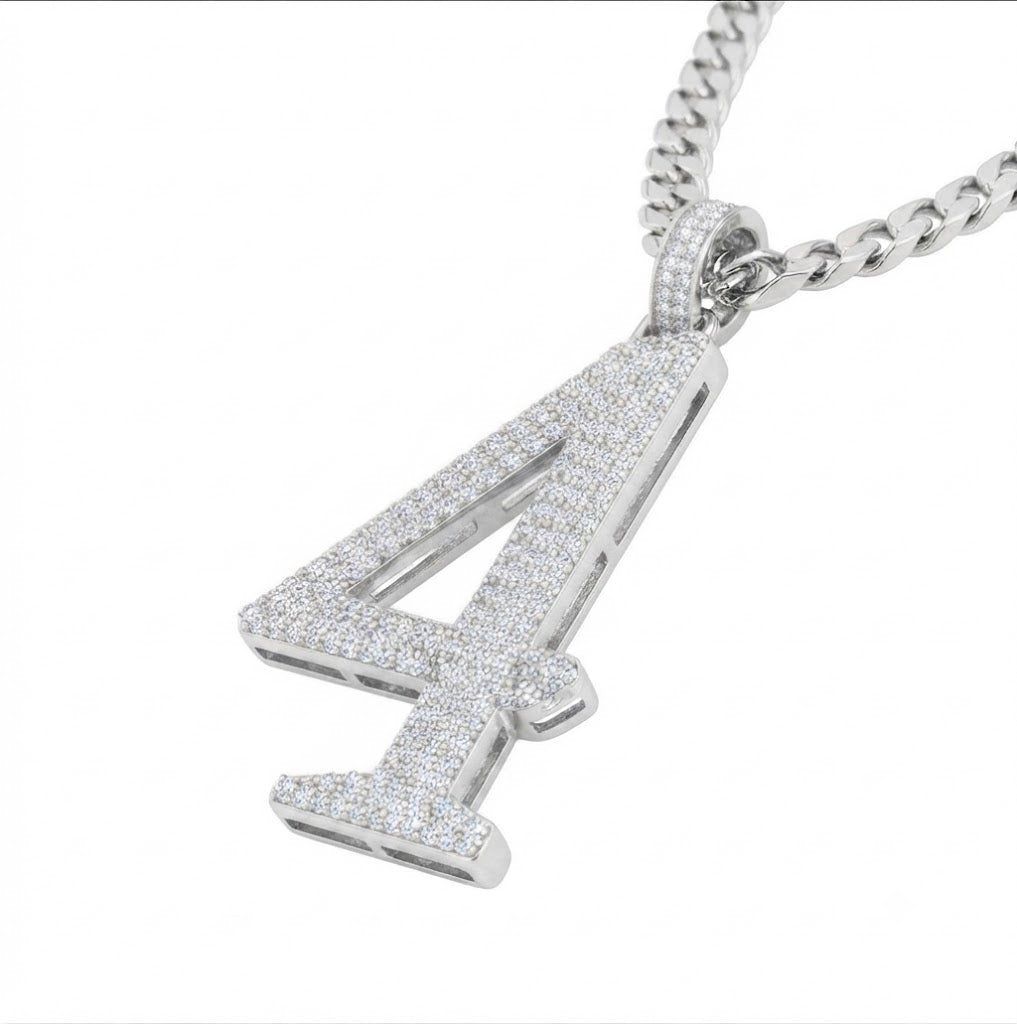 Custom "4" Number Diamond Pendant