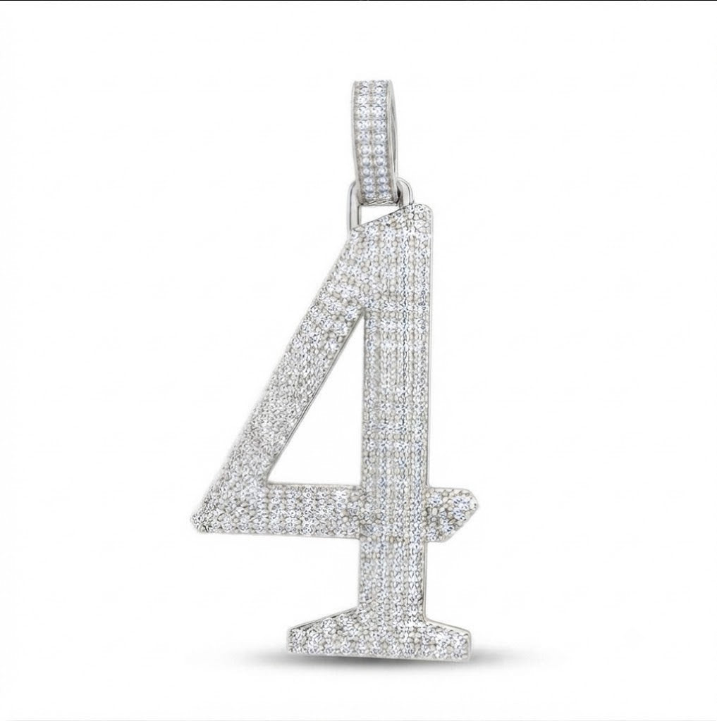 Custom "4" Number Diamond Pendant
