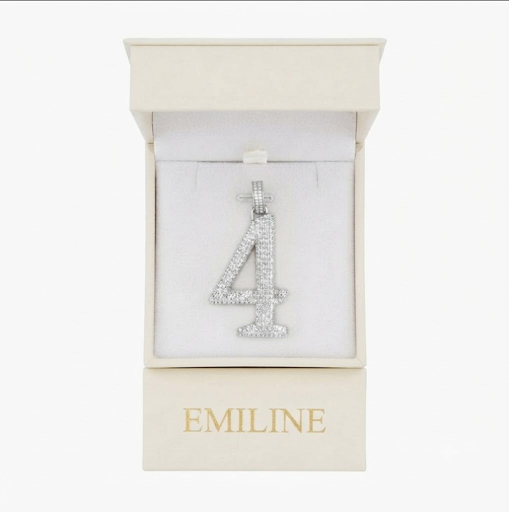 Custom "4" Number Diamond Pendant