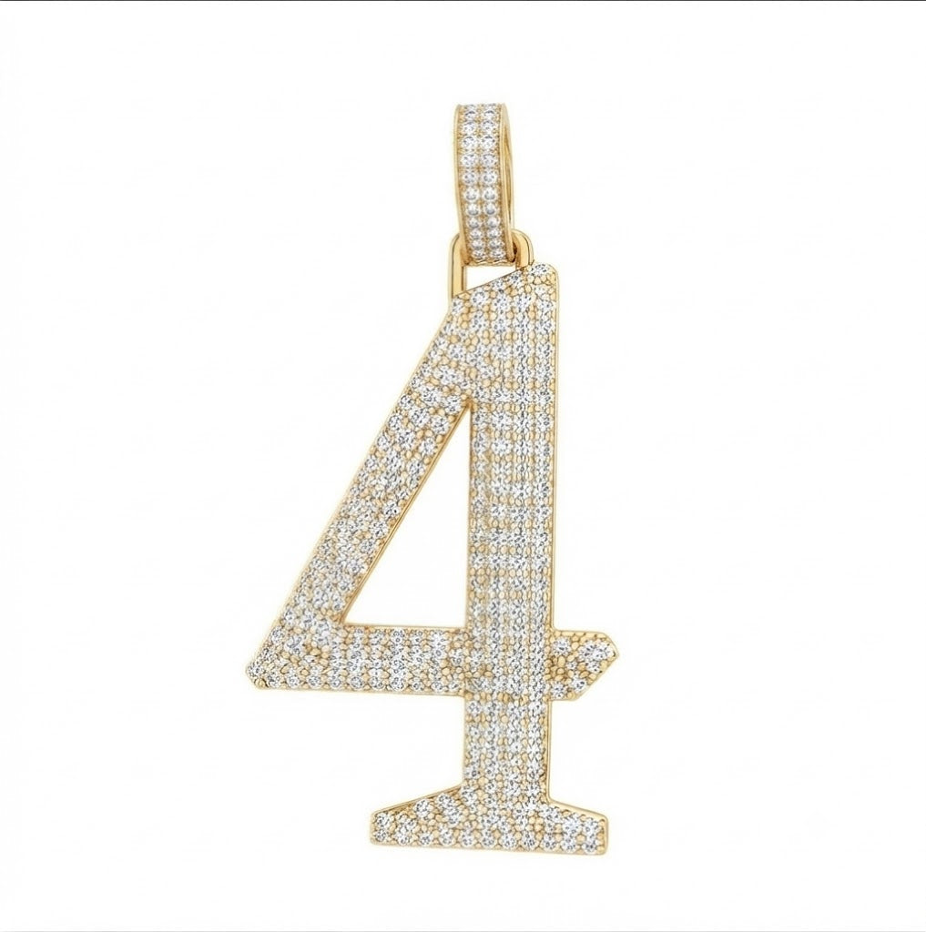 Custom "4" Number Diamond Pendant