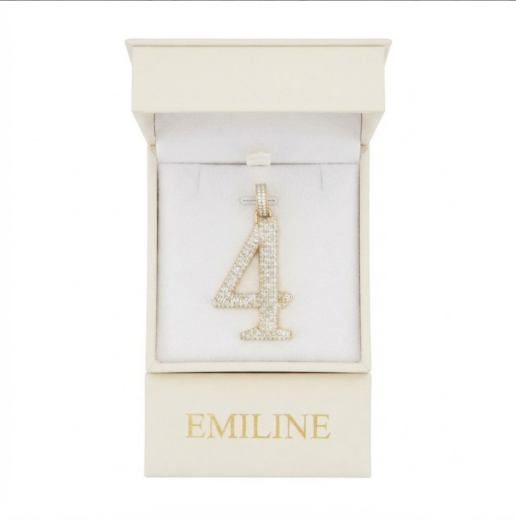 Custom "4" Number Diamond Pendant
