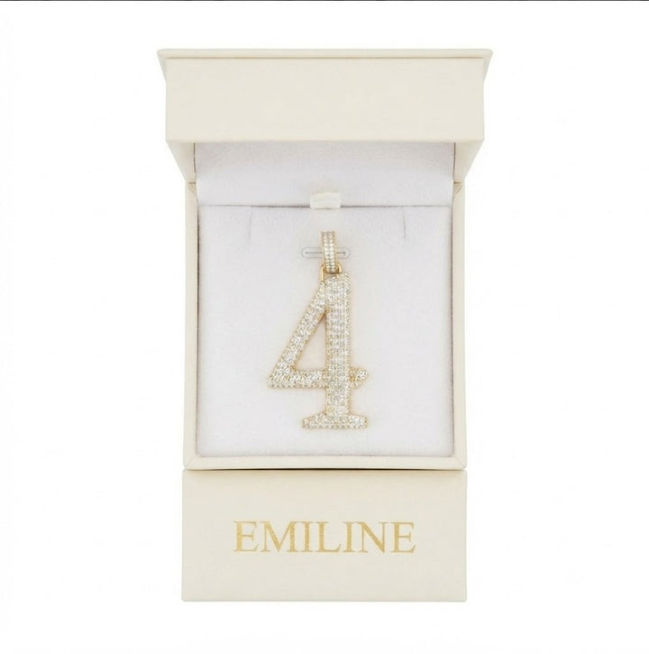 Custom "4" Number Diamond Pendant
