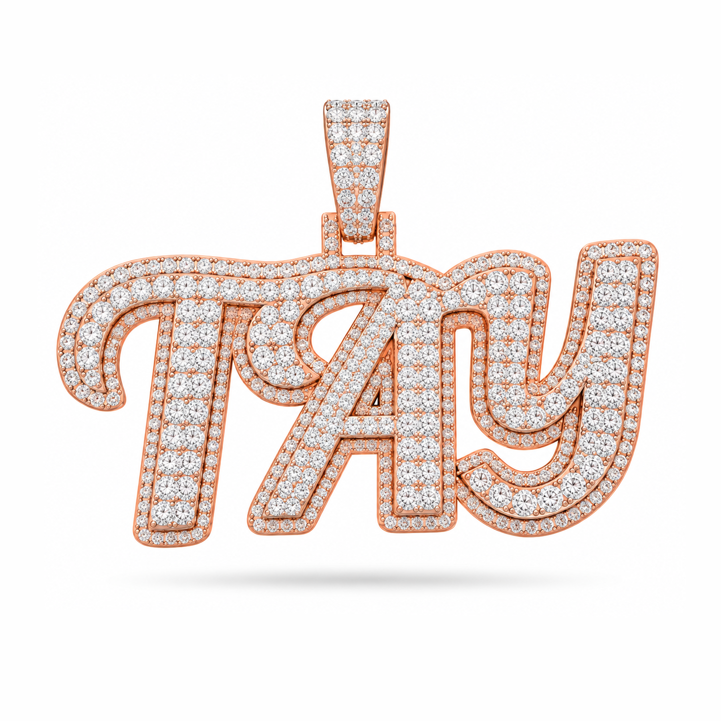 Moissanite Diamond Custom "TAY" Name Pendant
