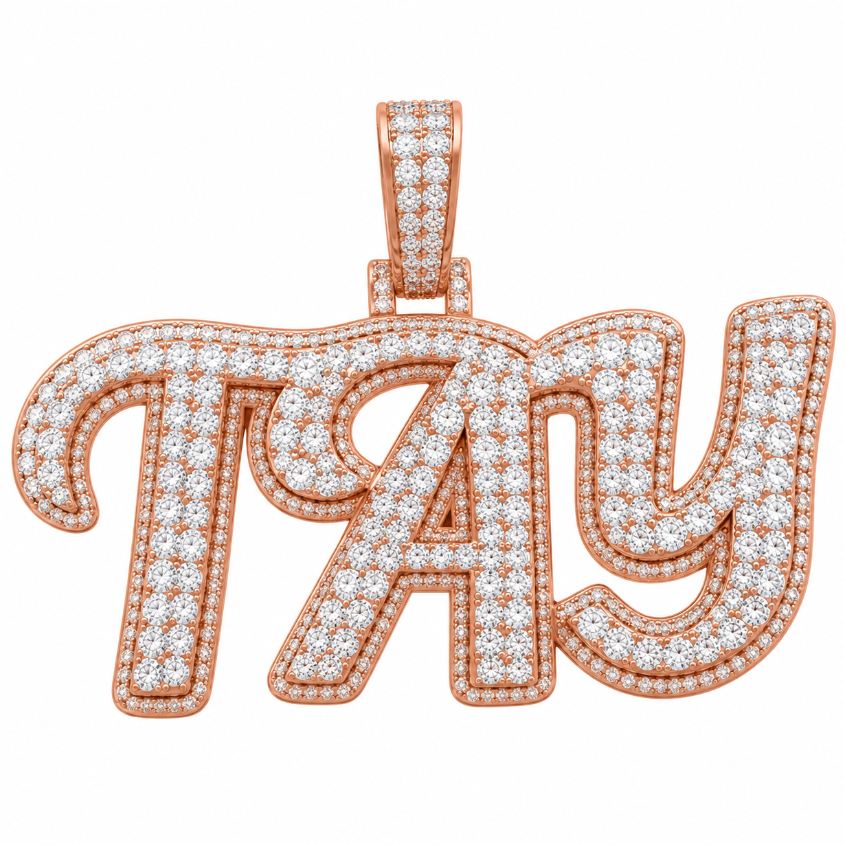 Moissanite Diamond Custom "TAY" Name Pendant