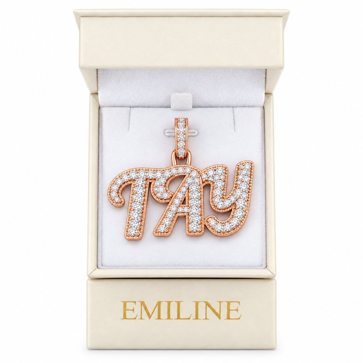 Moissanite Diamond Custom "TAY" Name Pendant