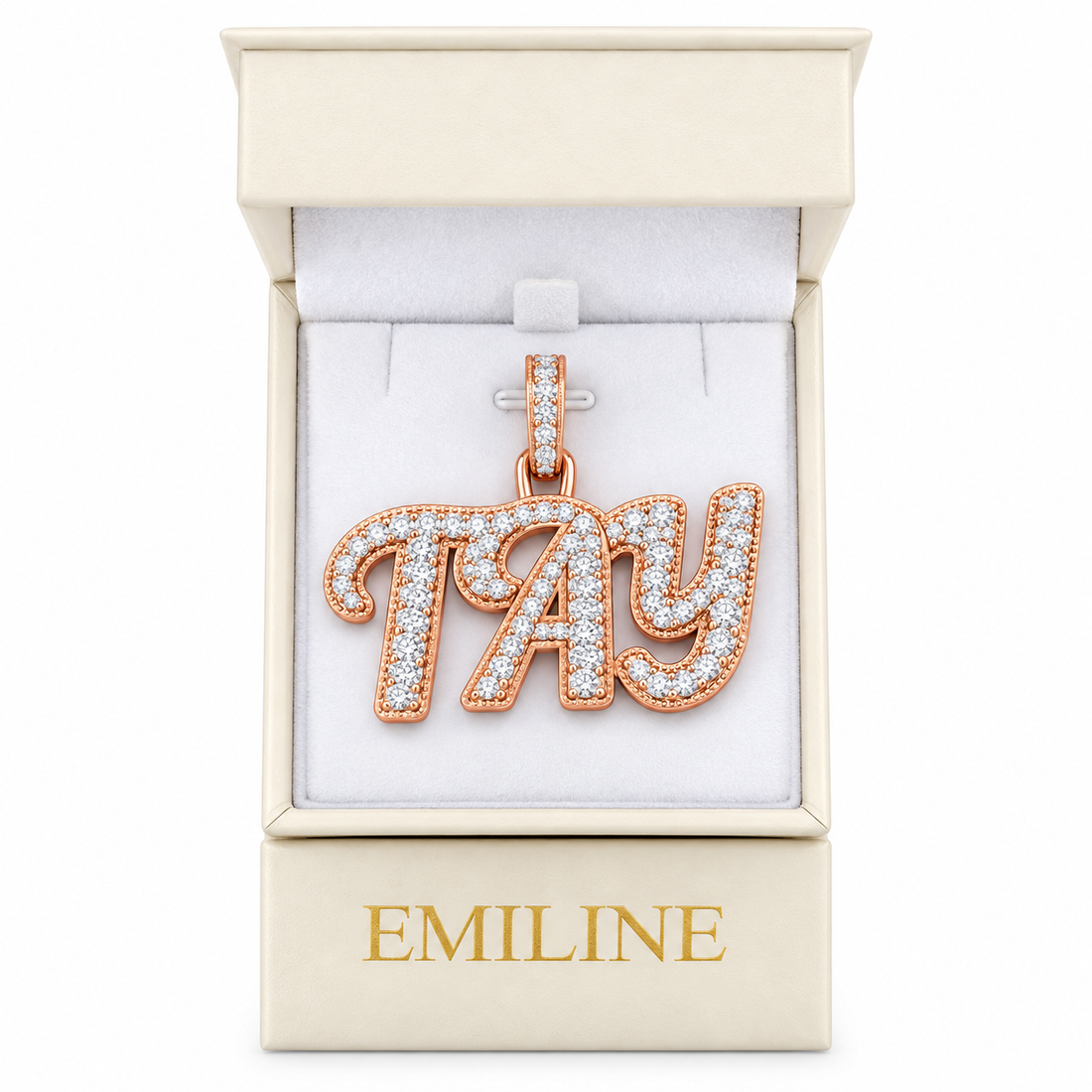 Moissanite Diamond Custom "TAY" Name Pendant