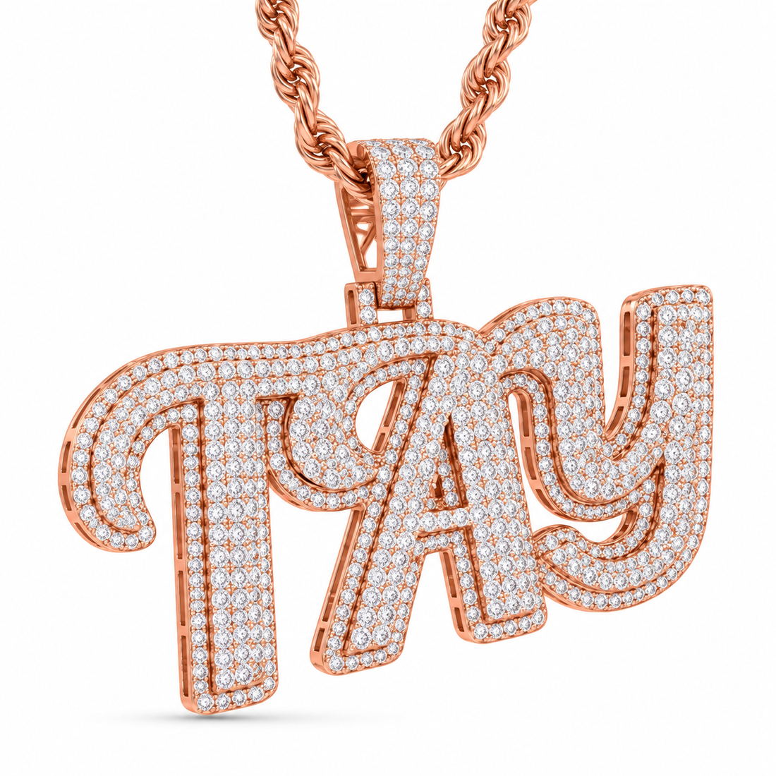 Moissanite Diamond Custom "TAY" Name Pendant