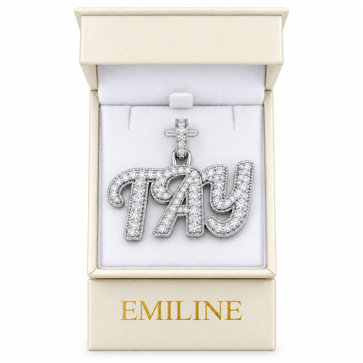 Moissanite Diamond Custom "TAY" Name Pendant