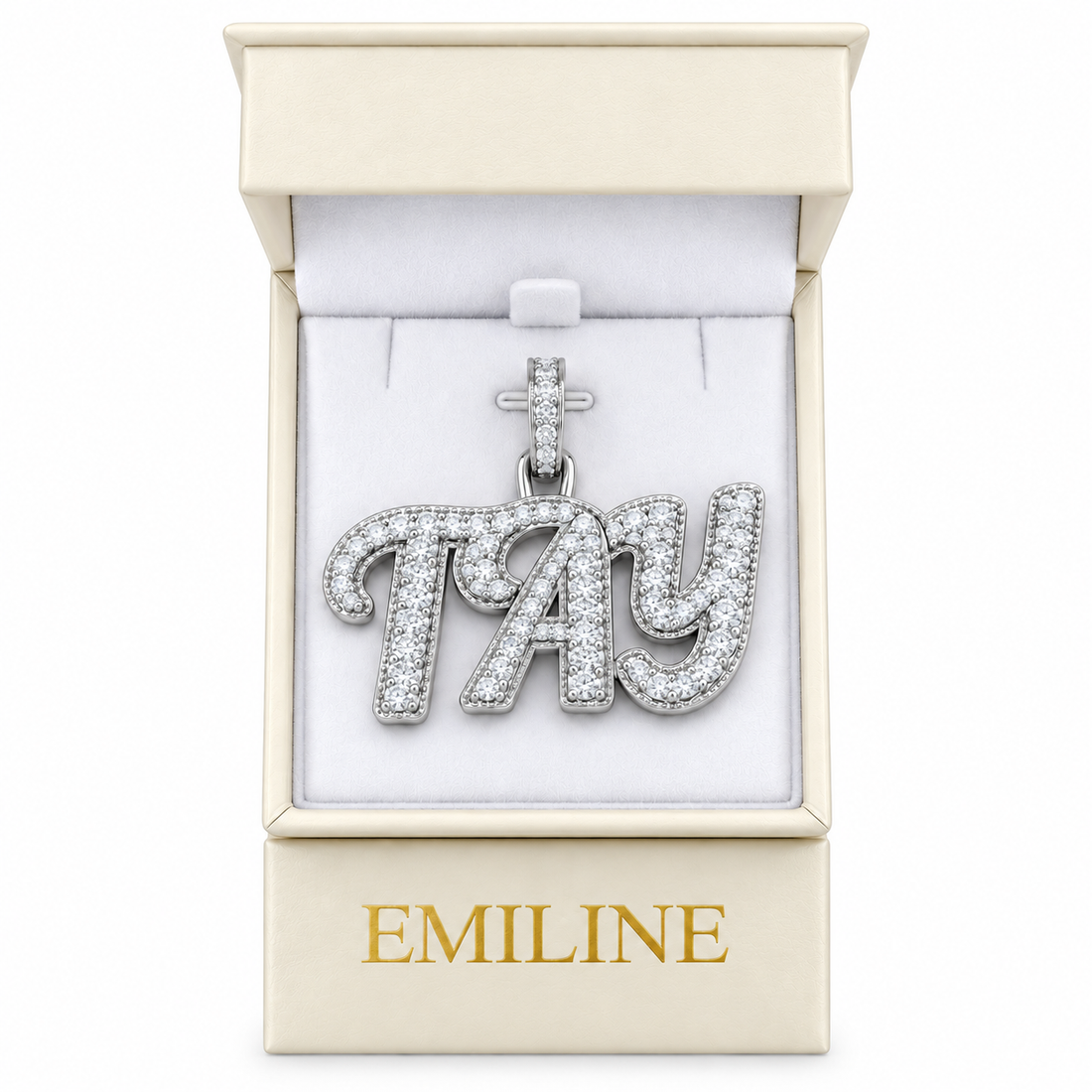 Moissanite Diamond Custom "TAY" Name Pendant