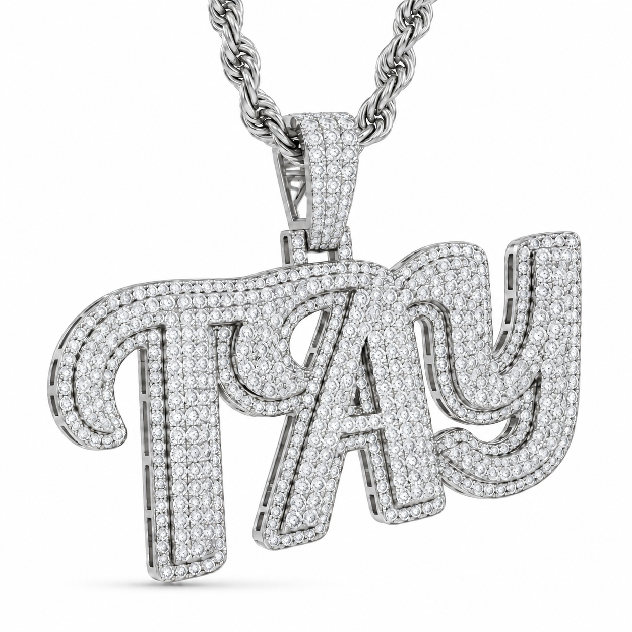 Moissanite Diamond Custom "TAY" Name Pendant