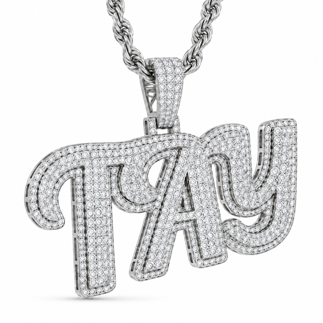 Moissanite Diamond Custom "TAY" Name Pendant