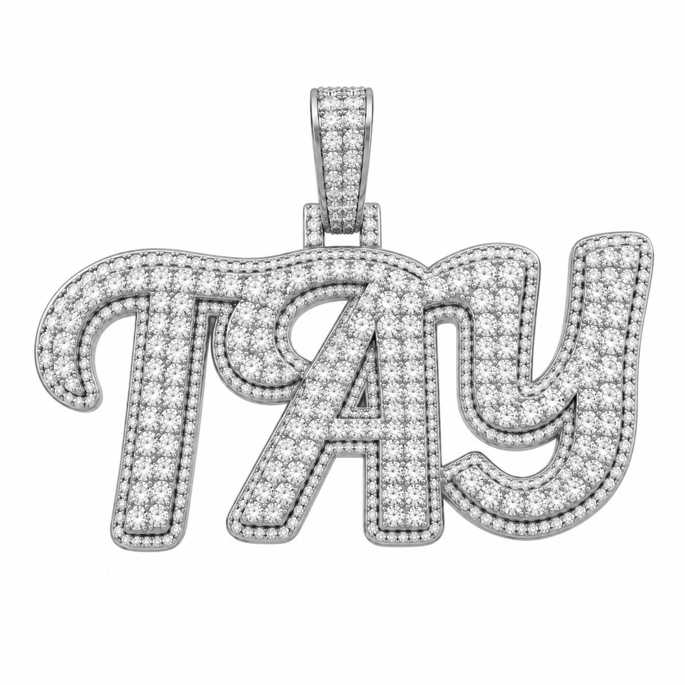 Moissanite Diamond Custom "TAY" Name Pendant