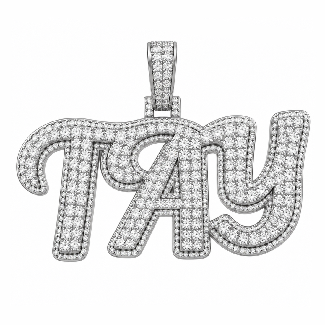 Moissanite Diamond Custom "TAY" Name Pendant
