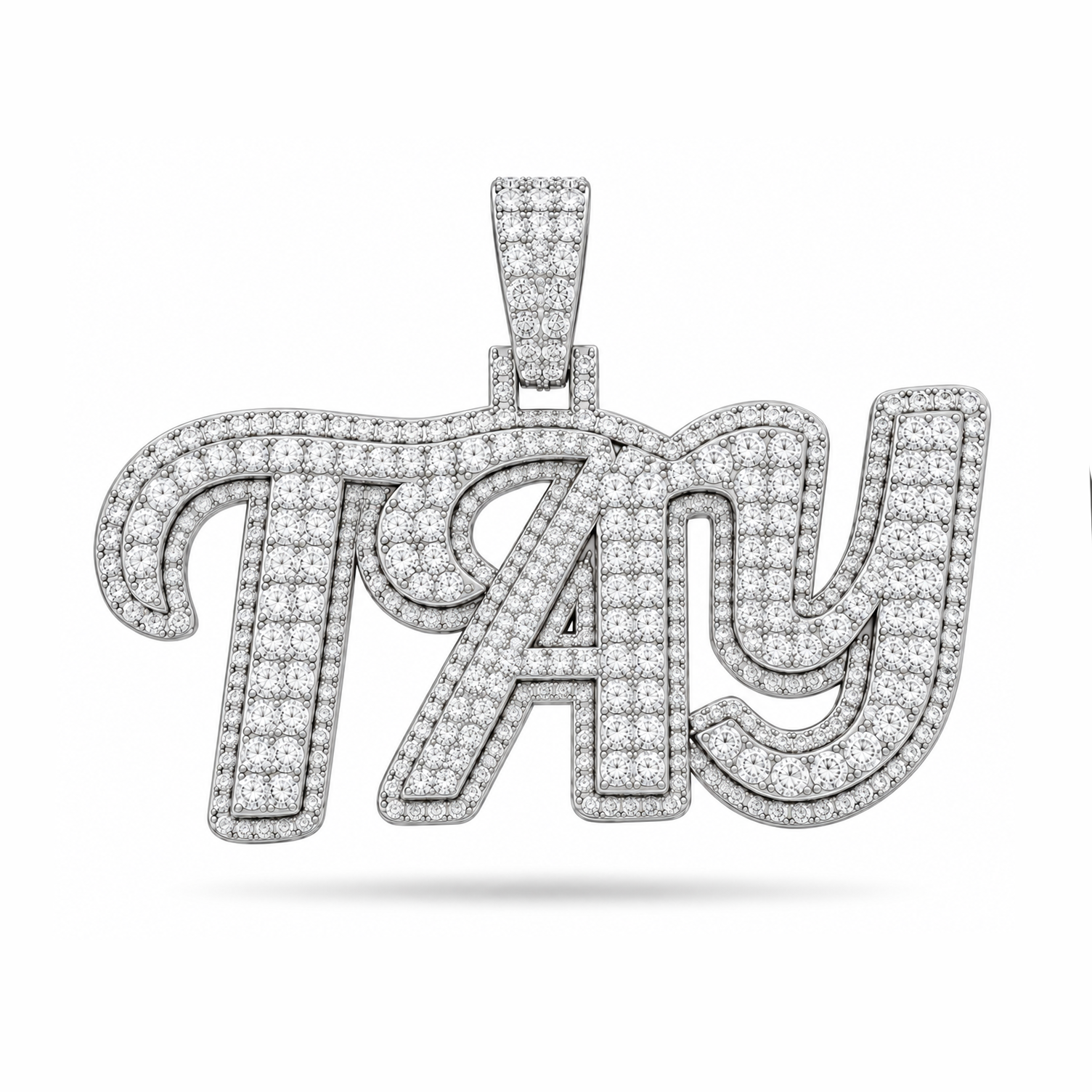 Moissanite Diamond Custom "TAY" Name Pendant