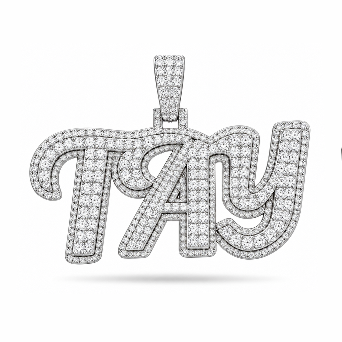 Moissanite Diamond Custom "TAY" Name Pendant
