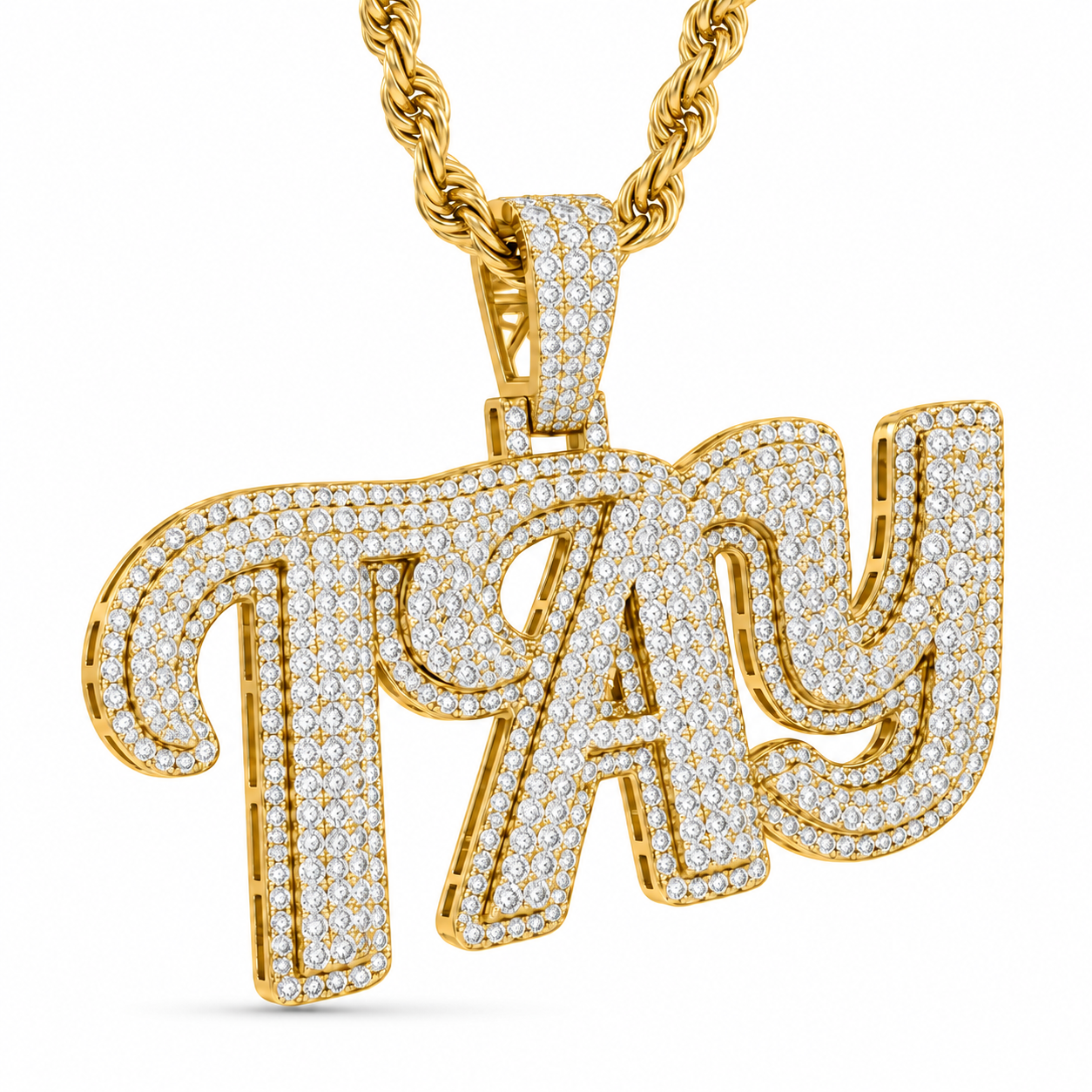 Moissanite Diamond Custom "TAY" Name Pendant