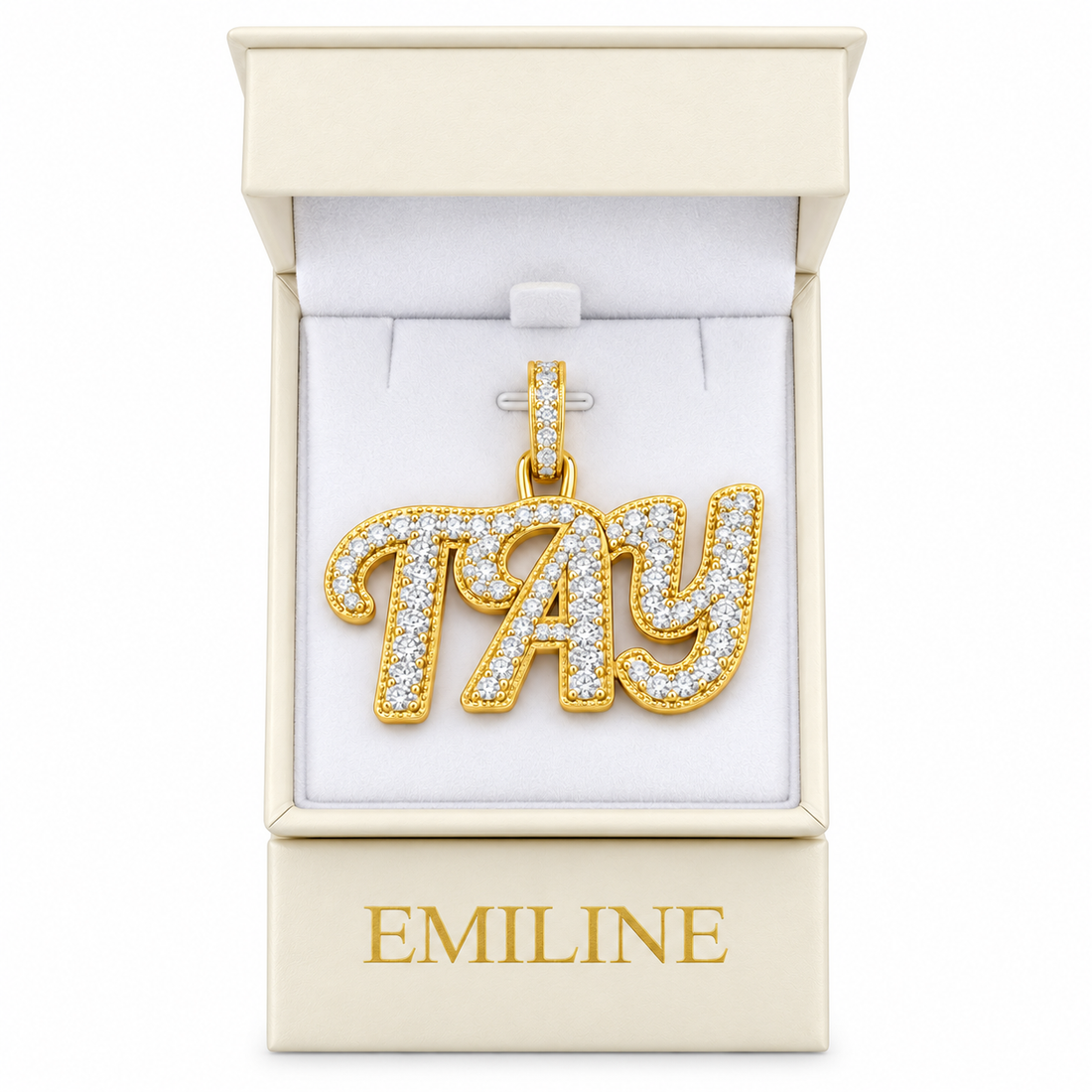 Moissanite Diamond Custom "TAY" Name Pendant