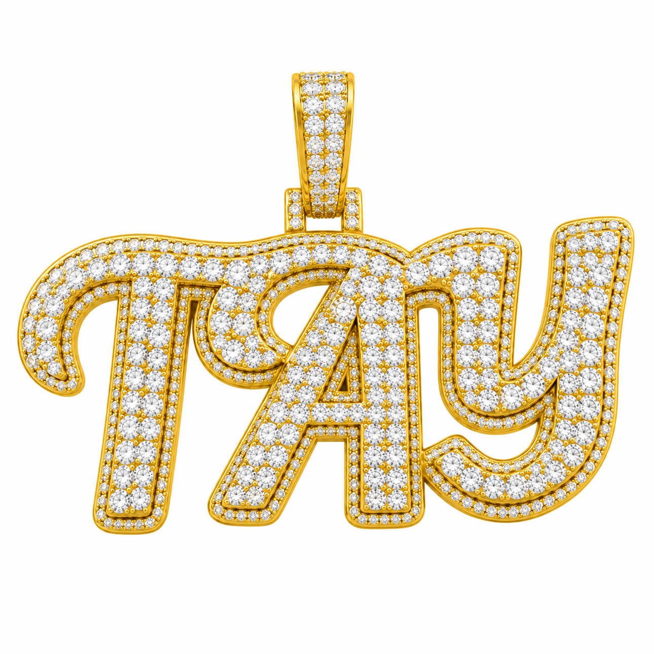 Moissanite Diamond Custom "TAY" Name Pendant