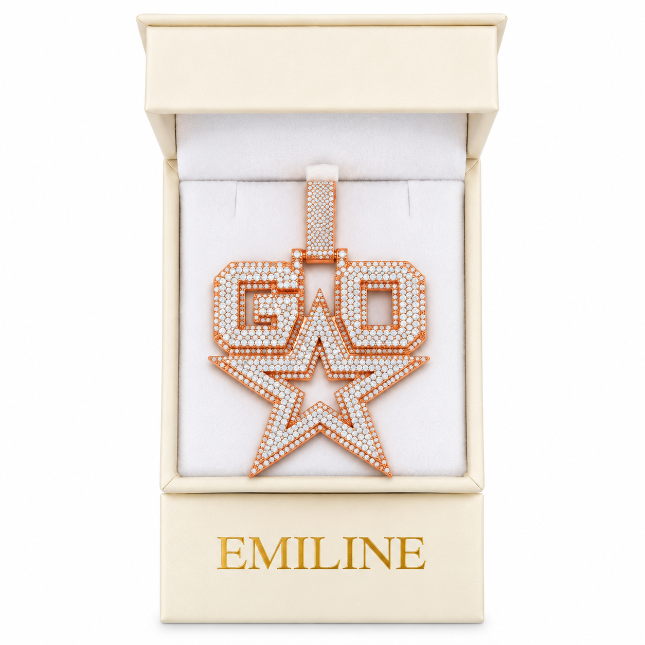 Custom GO Letter With Start Diamond Pendant