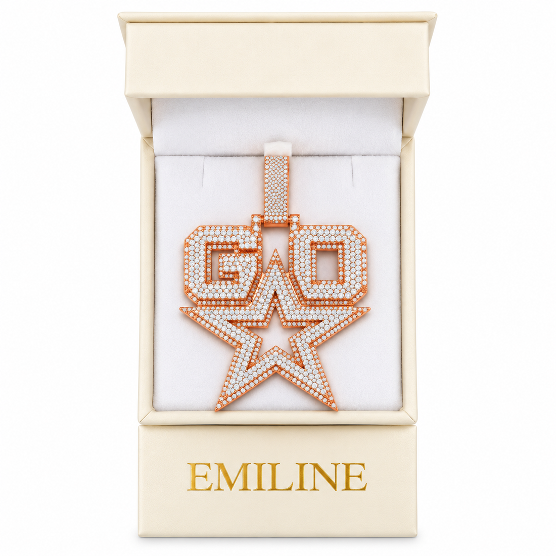 Custom GO Letter With Start Diamond Pendant