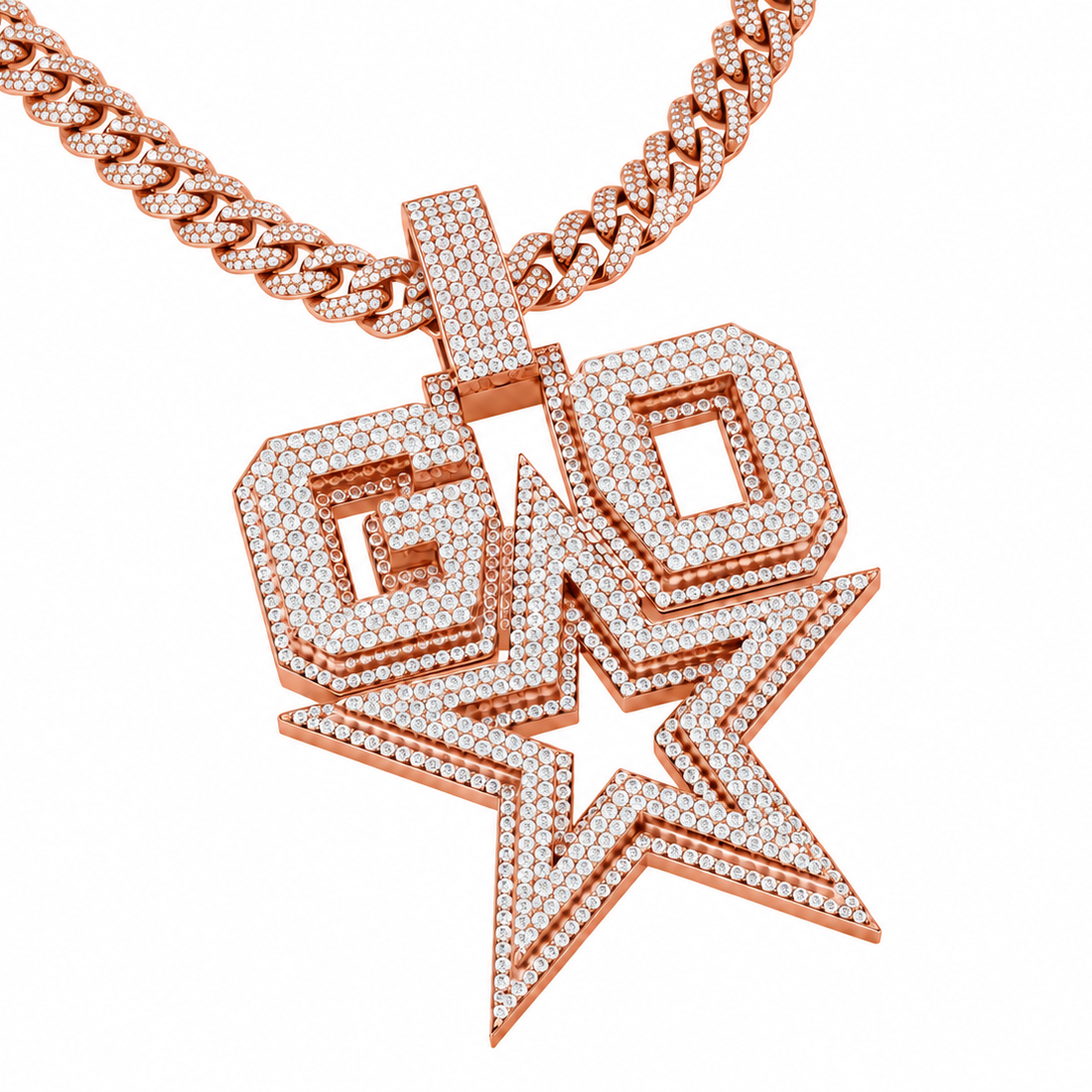 Custom GO Letter With Start Diamond Pendant