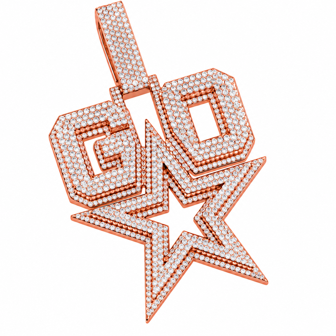Custom GO Letter With Start Diamond Pendant