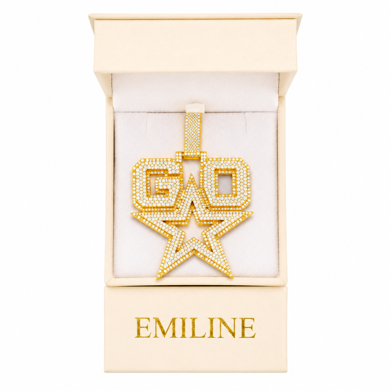Custom GO Letter With Start Diamond Pendant