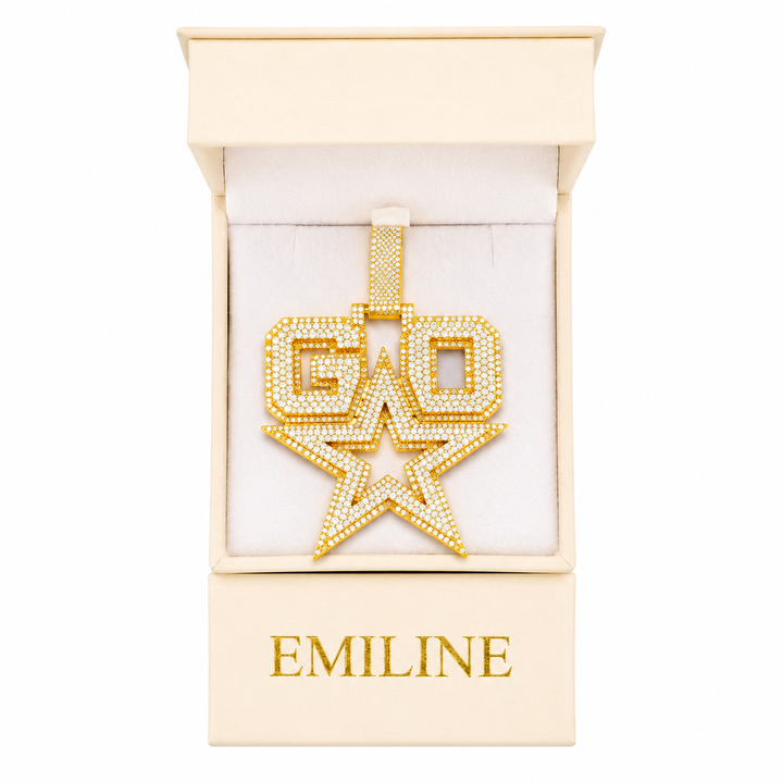 Custom GO Letter With Start Diamond Pendant