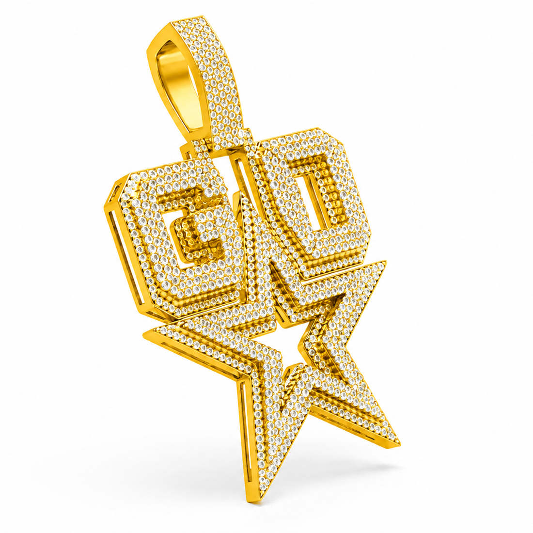 Custom GO Letter With Start Diamond Pendant