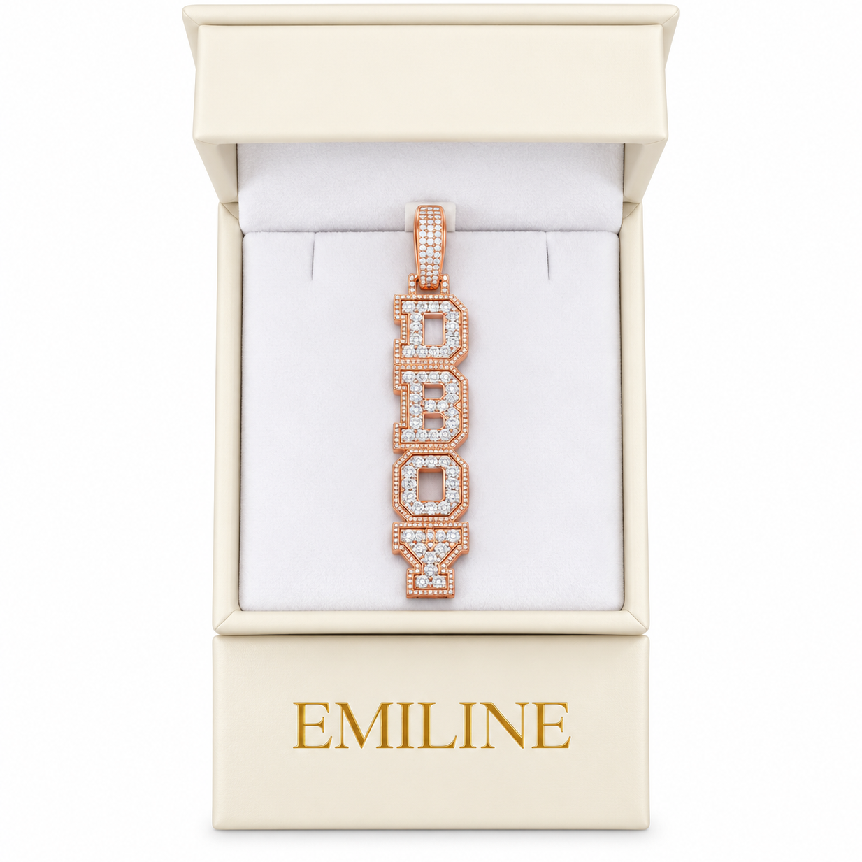 Vertical DBOY Letter Diamond Pendant