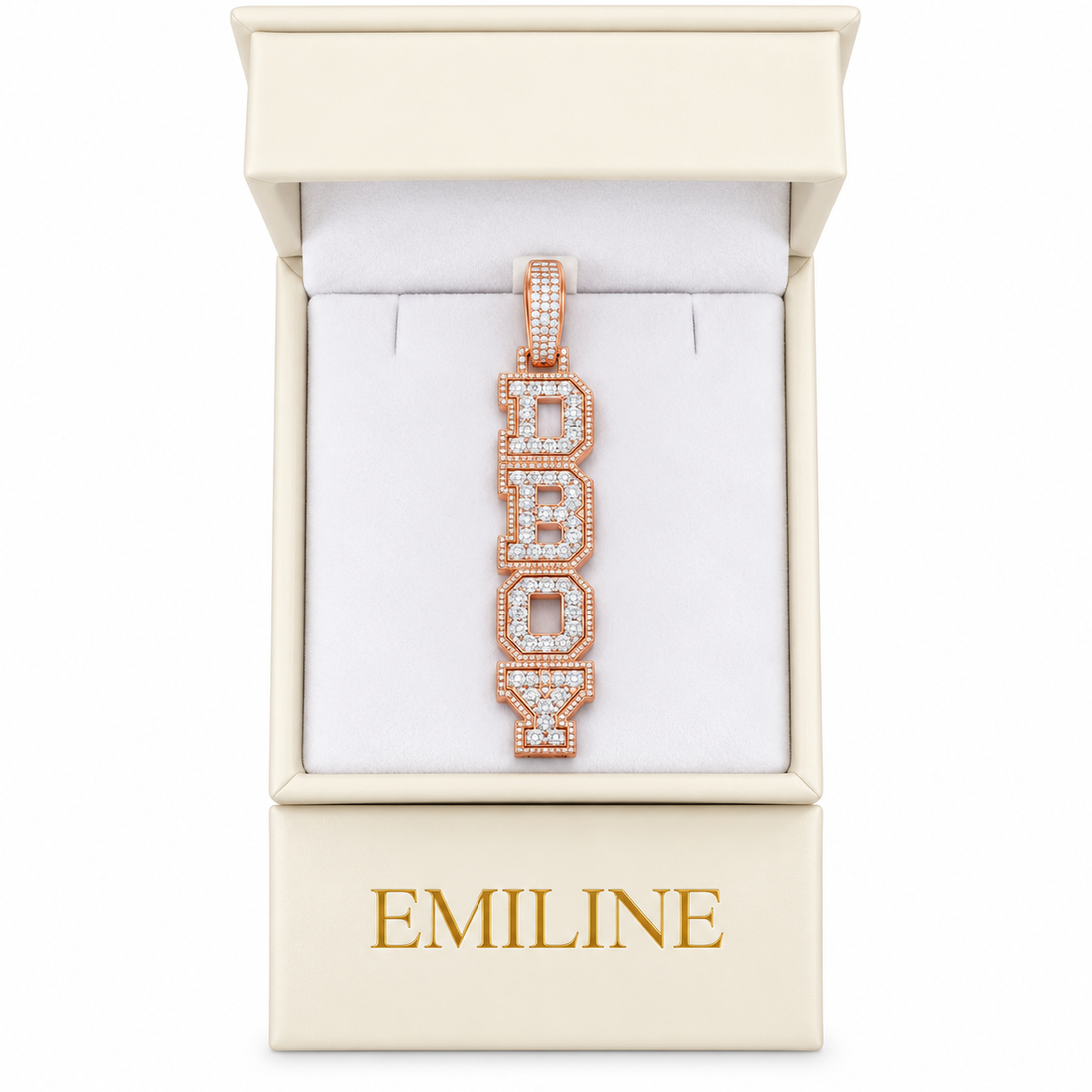 Vertical DBOY Letter Diamond Pendant