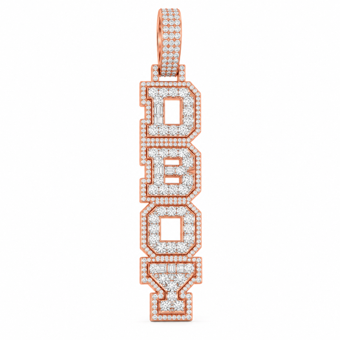 Vertical DBOY Letter Diamond Pendant