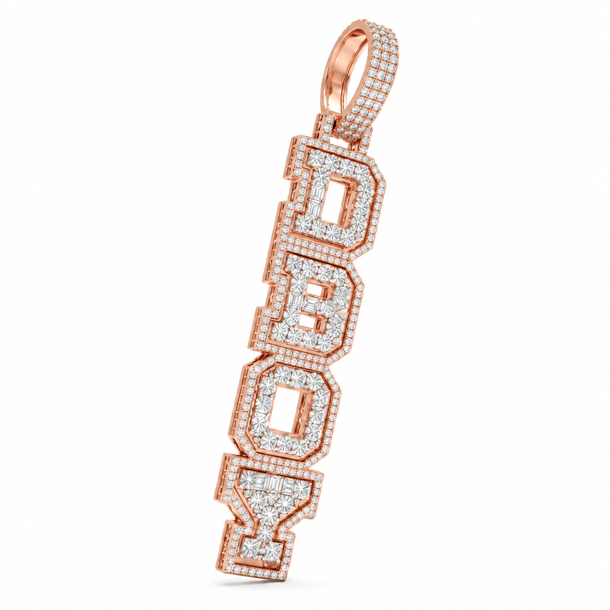 Vertical DBOY Letter Diamond Pendant