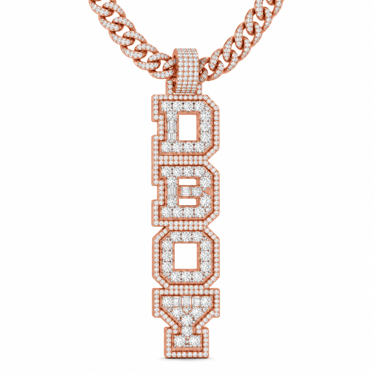Vertical DBOY Letter Diamond Pendant