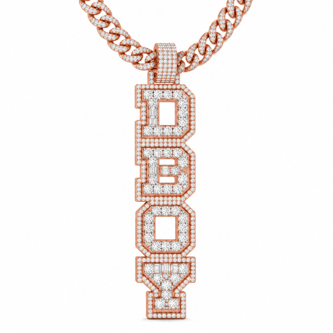 Vertical DBOY Letter Diamond Pendant