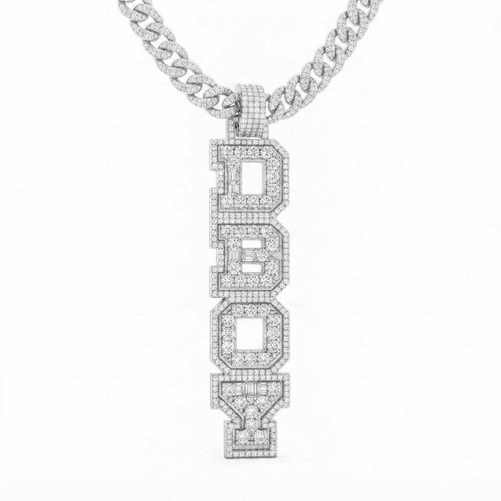 Vertical DBOY Letter Diamond Pendant