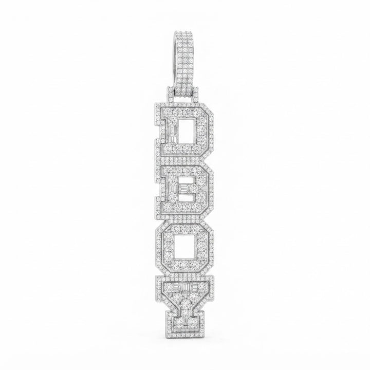 Vertical DBOY Letter Diamond Pendant