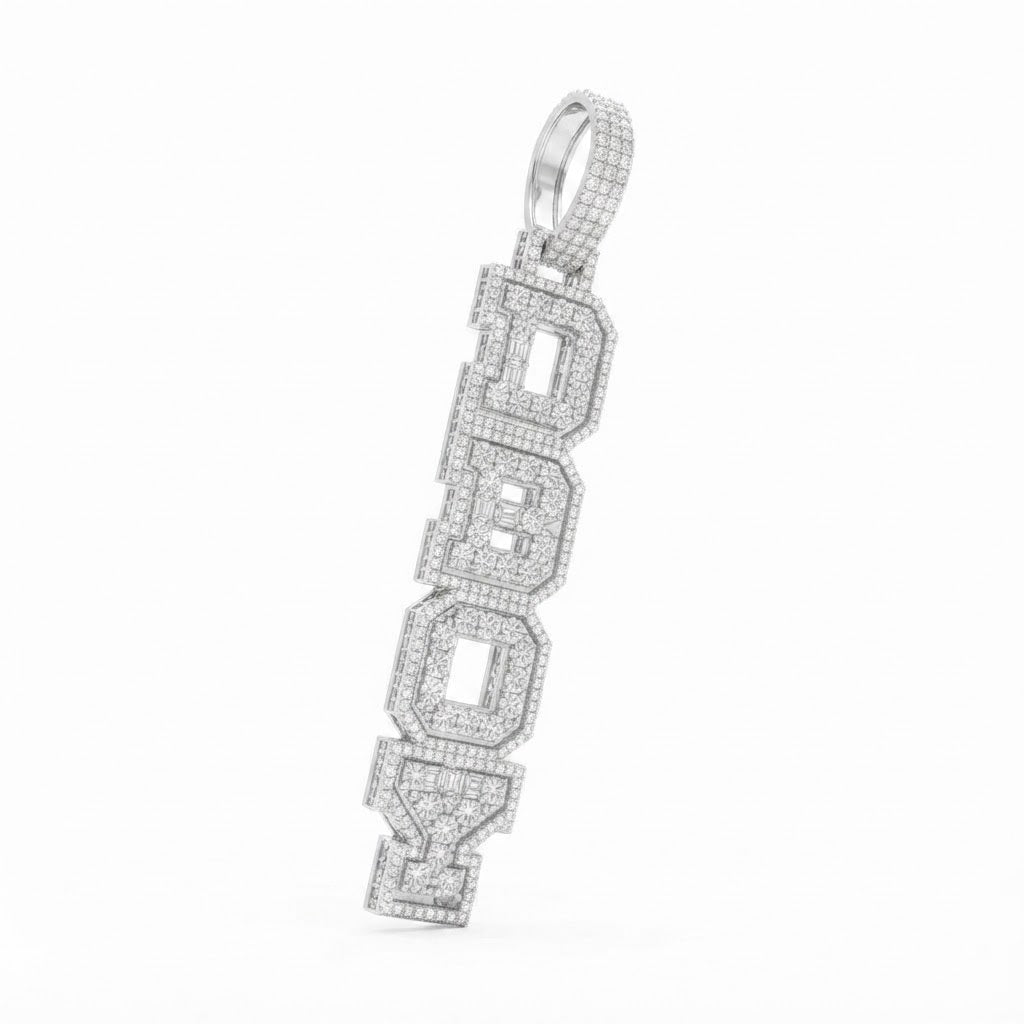 Vertical DBOY Letter Diamond Pendant
