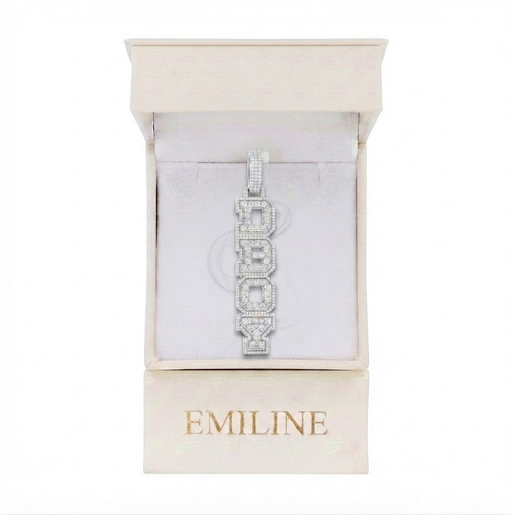 Vertical DBOY Letter Diamond Pendant
