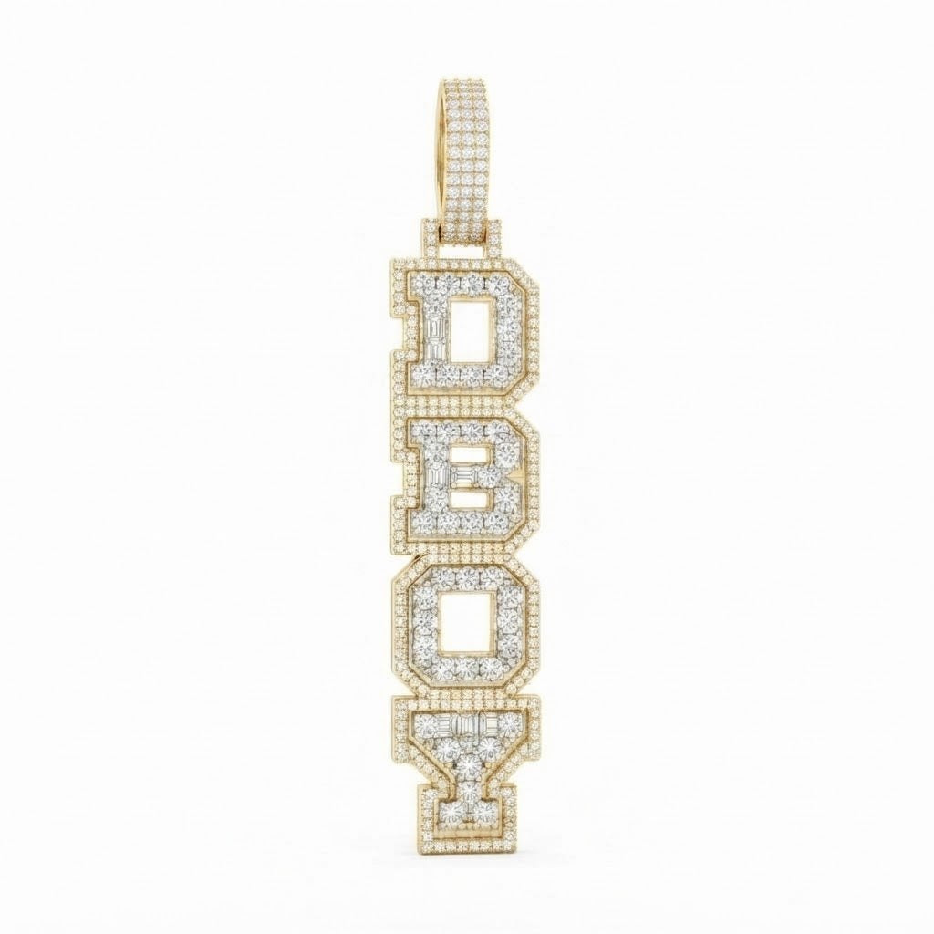 Vertical DBOY Letter Diamond Pendant