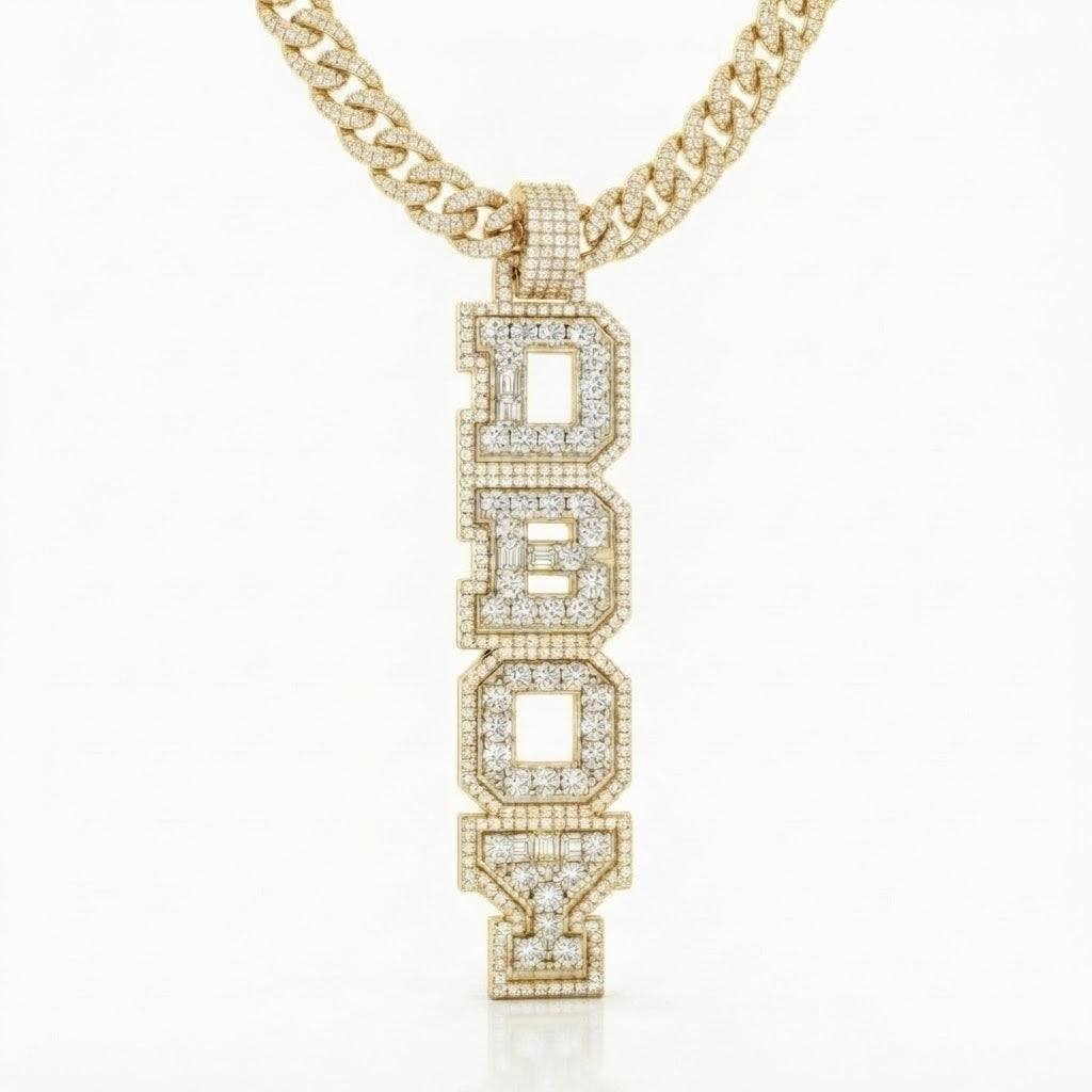 Vertical DBOY Letter Diamond Pendant